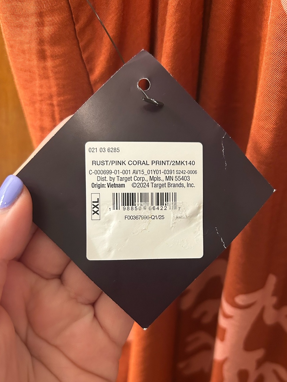 NWT Ava & Viv Tie-Front Sun Dress- Rust and Coral - Picture 6 of 6